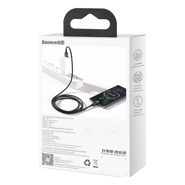 کابل شارژ باسئوس مدل Superior USB to USB-C 66W - Image 2