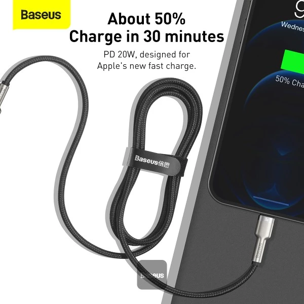 کابل تبدیل USB-C به لایتنینگ باسئوس مدل Metal Data 20W طول 1 متر - Image 7