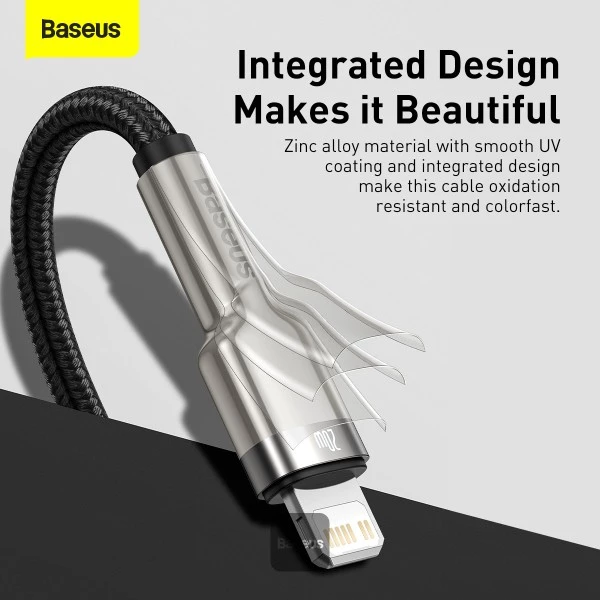 کابل تبدیل USB-C به لایتنینگ باسئوس مدل Metal Data 20W طول 1 متر - Image 8