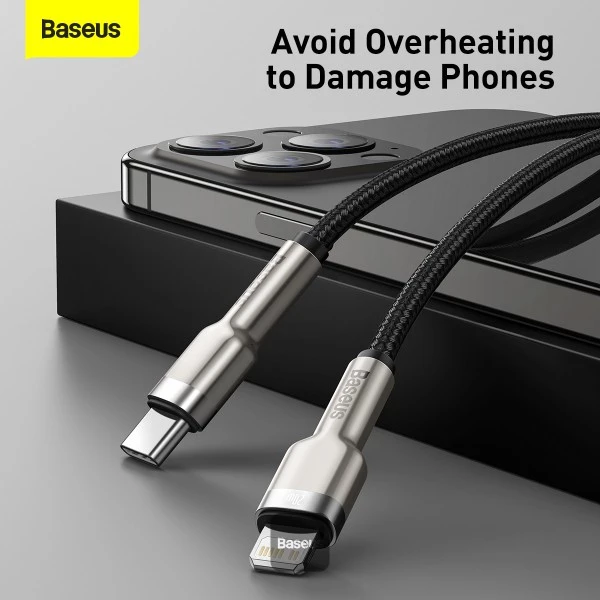 کابل تبدیل USB-C به لایتنینگ باسئوس مدل Metal Data 20W طول 1 متر - Image 9