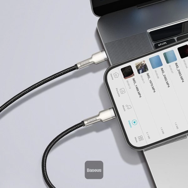 کابل تبدیل USB-C به لایتنینگ باسئوس مدل Metal Data 20W طول 1 متر - Image 5
