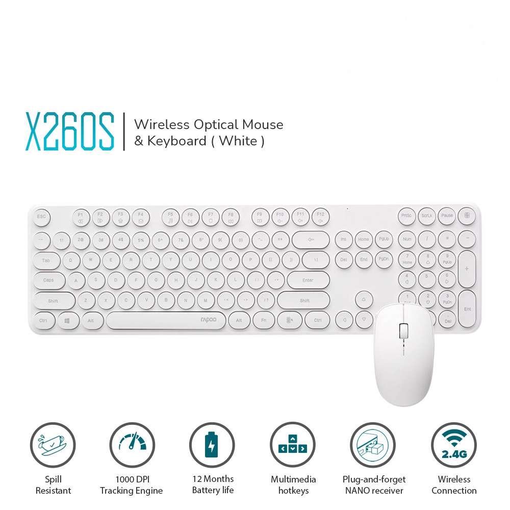 ماوس و کیبورد رپو مدل X260S FA White - Image 2