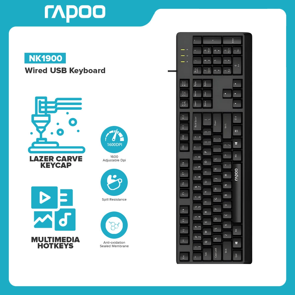 کیبورد رپو مدل NK 1900 Black FA - Image 3