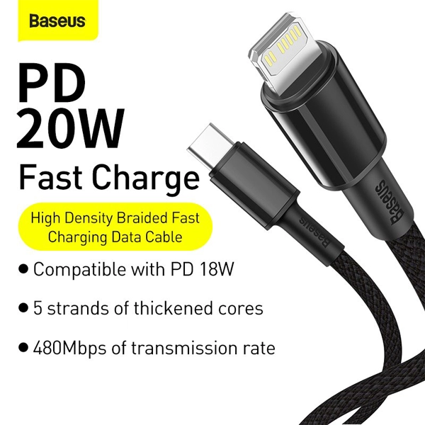 کابل شارژ باسئوس مدل High Density 20W 2m - Image 5