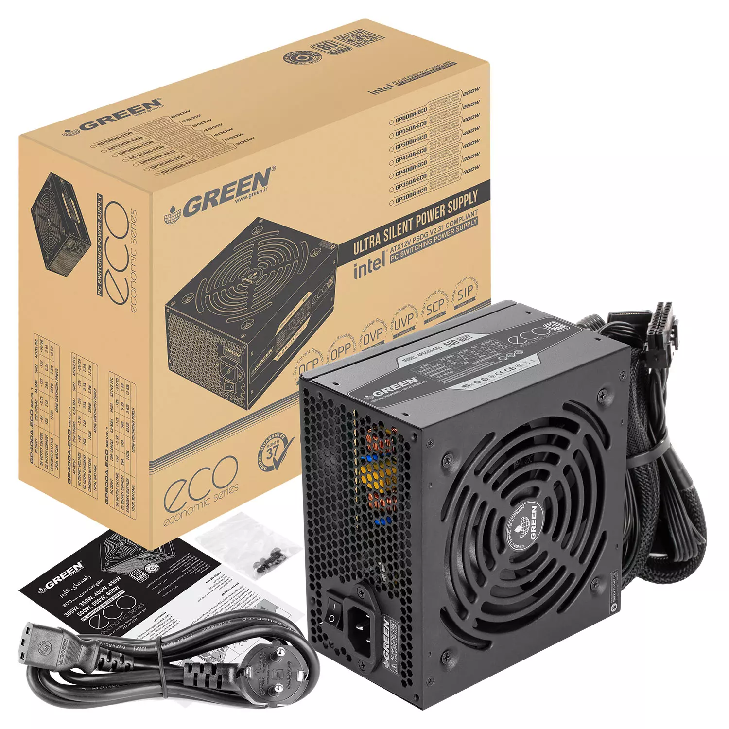 منبع تغذیه گرین مدل GP550A-ECO - Image 10