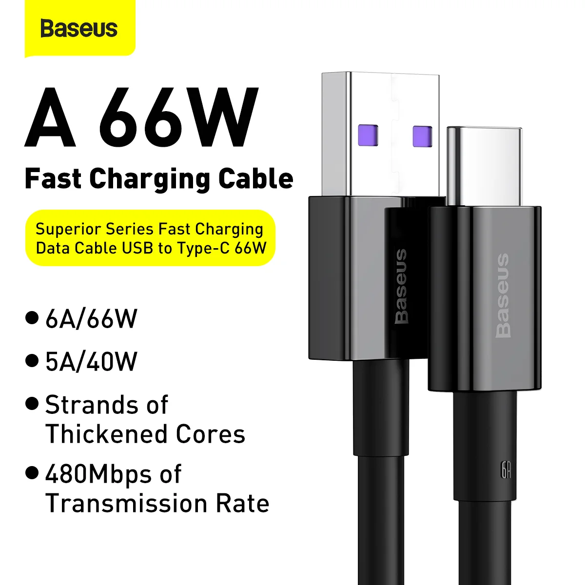 کابل شارژ باسئوس مدل Superior USB to USB-C 66W - Image 12